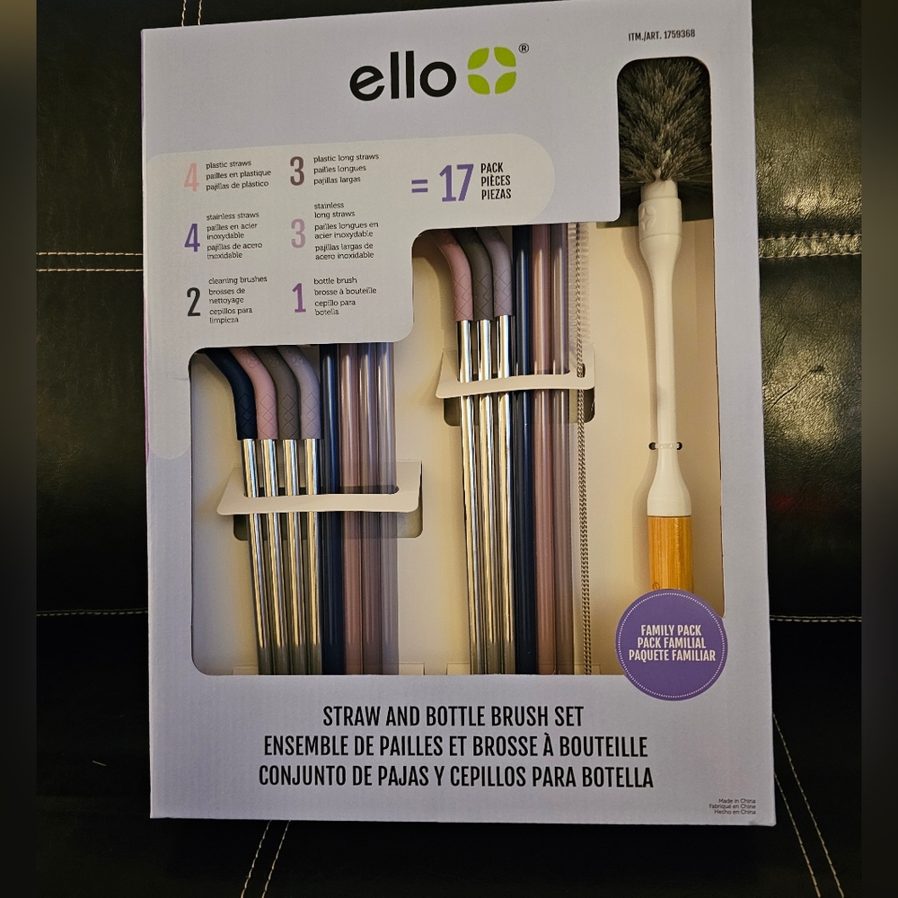 Ello 17-piece Straw and Bottle Brush Set